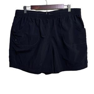 Columbia Nylon Shorts Elastic Waist Black Lightweight Hiking Zip Pocket XL